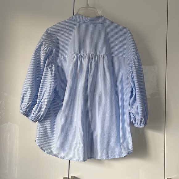 Charter Club Blouse 3/4 Sleeves in Light Blue & White Size-Large - Picture 6 of 6
